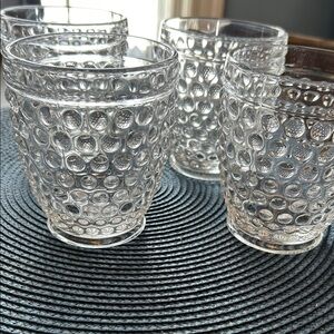 NEW Set of 4 Vintage-Style Hobnail Glassware